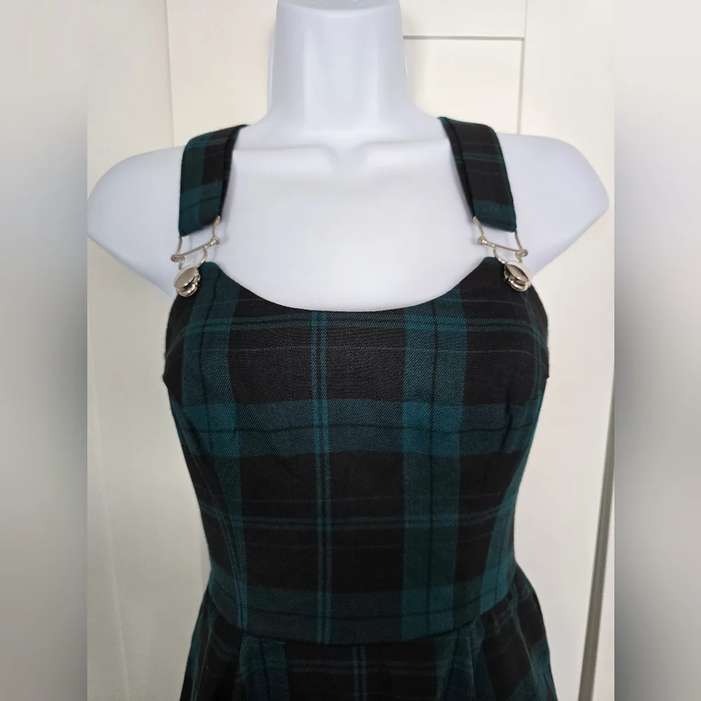 NWOT Rare Collectif Green Plaid Jumper Dress 4XS / UK6 - Picture 5 of 8